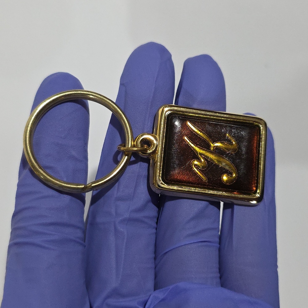 Gold Tone Rectangular Keychain with Initial "K" – Personalized Gift Accessory - Picture 7 of 8